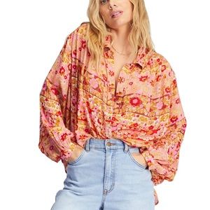 BILLABONG OVERSIZED BUTTON DOWN BLOUSE